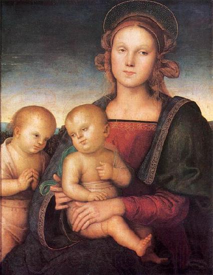 Pietro Perugino Madonna with Child and the Infant St John Spain oil painting art